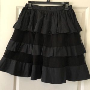 Red Valentino black mesh and taffeta skirt
